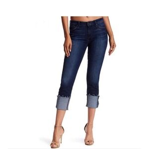 Joes Jeans The Cropped Cuffed Bootcut Eda Dark Wash Raw Hem Jeans Size 25